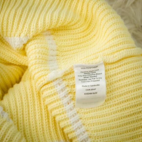 Talbots Plus Size 1X Yellow Stripe Print Boat Neck Pima Cotton Knit Sweater - Picture 4 of 5